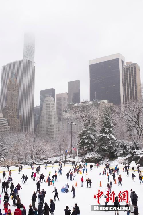 雪后纽约中央公园宛若童话世界