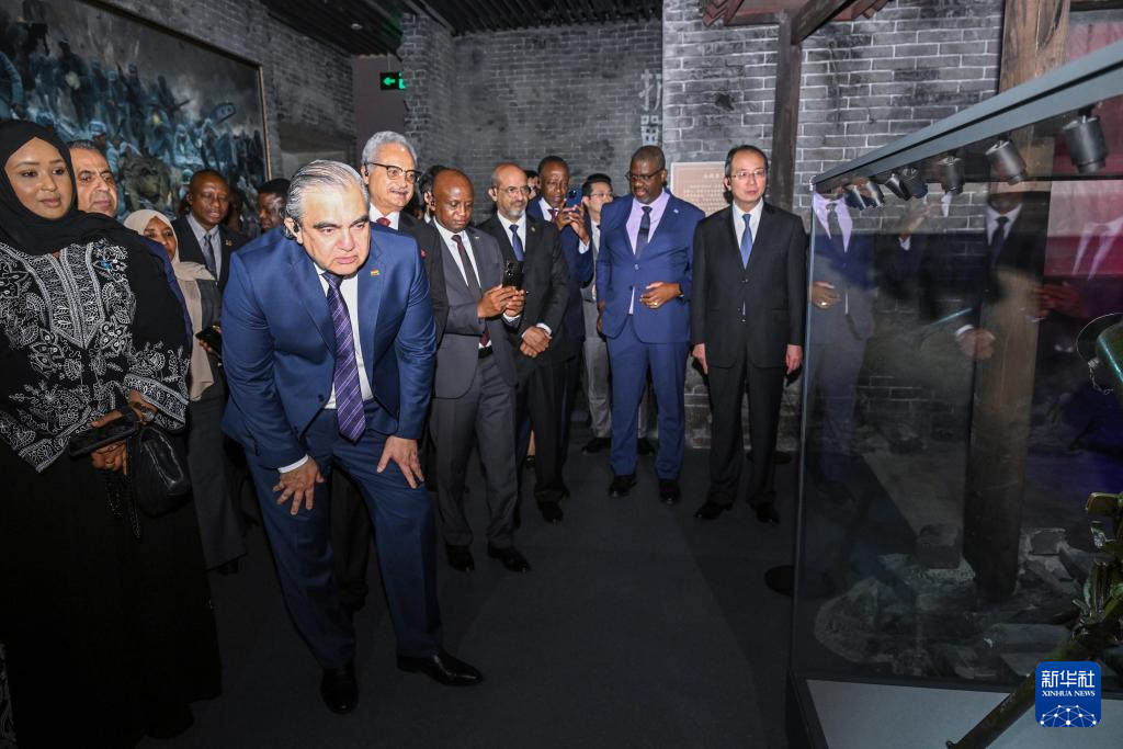 驻华外交官参观纪念中国人民抗日战争暨世界反法西斯战争胜利80周年主题展览